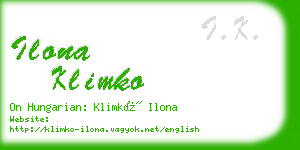 ilona klimko business card